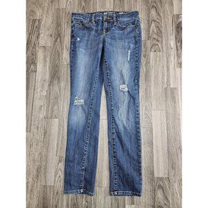 Gap Jeans Women 2/26 Blue Skinny Fit Distressed Ripped Stretch Denim Medium Wash